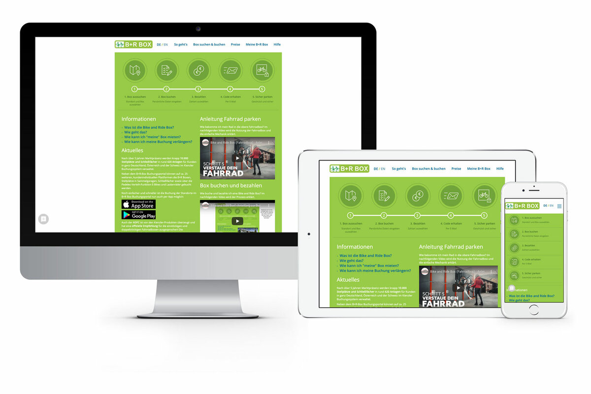 Bike and Ride Box Webseite mit Online Buchungsportal Bike and Ride Box Webseite mit Online Buchungsportal