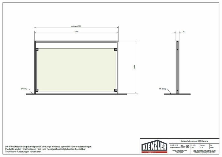 Zeichnung Spritzschutz K31 Barrera