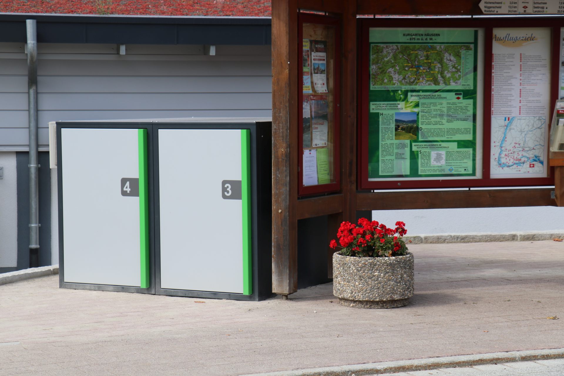 E-Bikeverleih in Häusern an der Touristinfotafel in der St.-Fridolin-Straße