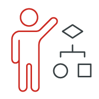 Arbeitsumgebung bei Kienzler Stadtmobiliar Icon von einer Person und links daneben ein Ablauf Diagram