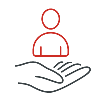 Absicherung bei Kienzler Stadtmobiliar Icon einer Person und darunter eine schützende Hand
